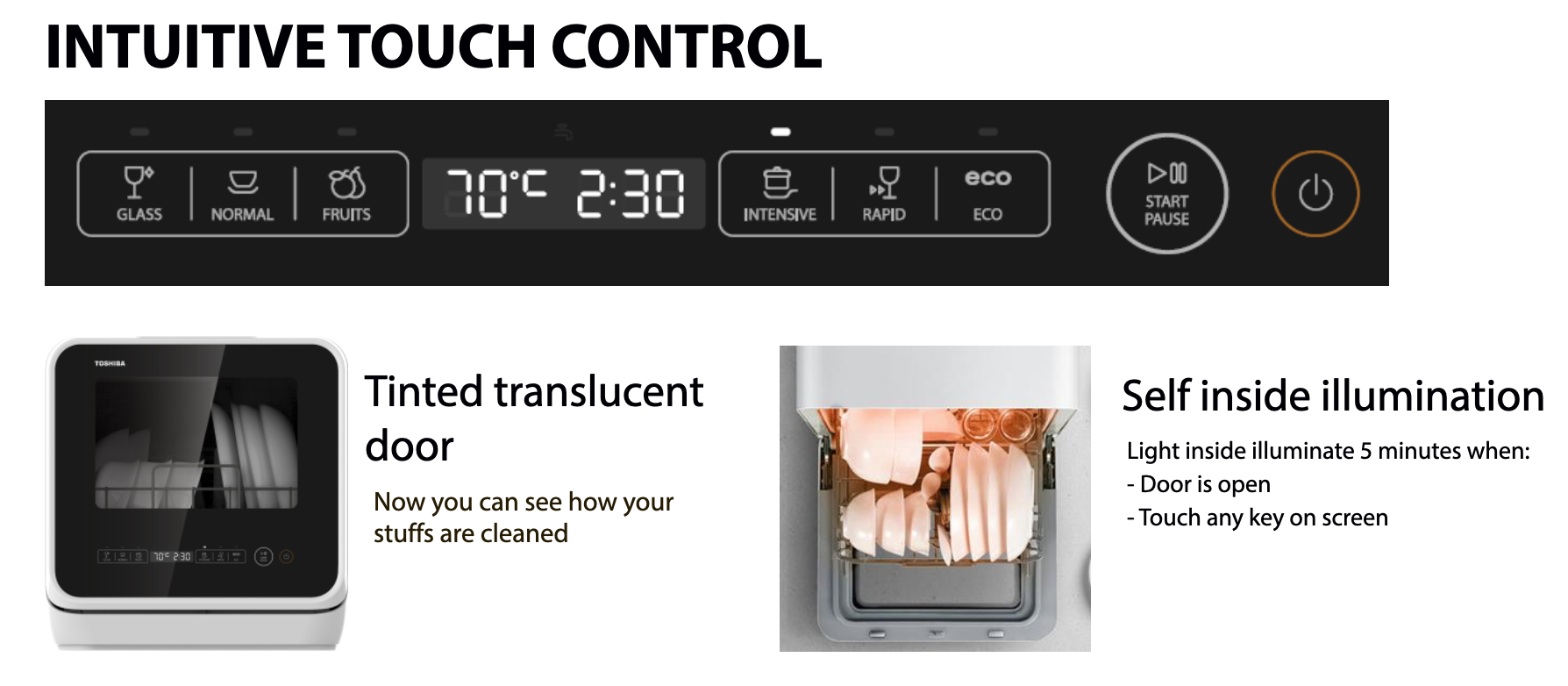 TOSHIBA DWS-22ASG(K) PORTABLE DISHWASHER (WHITE) - Image 2