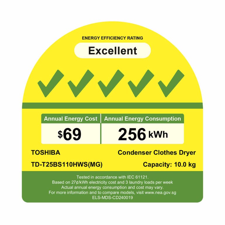 TOSHIBA TD-T25BS110HWS(MG) HEAT PUMP DRYER (10KG) - Image 3