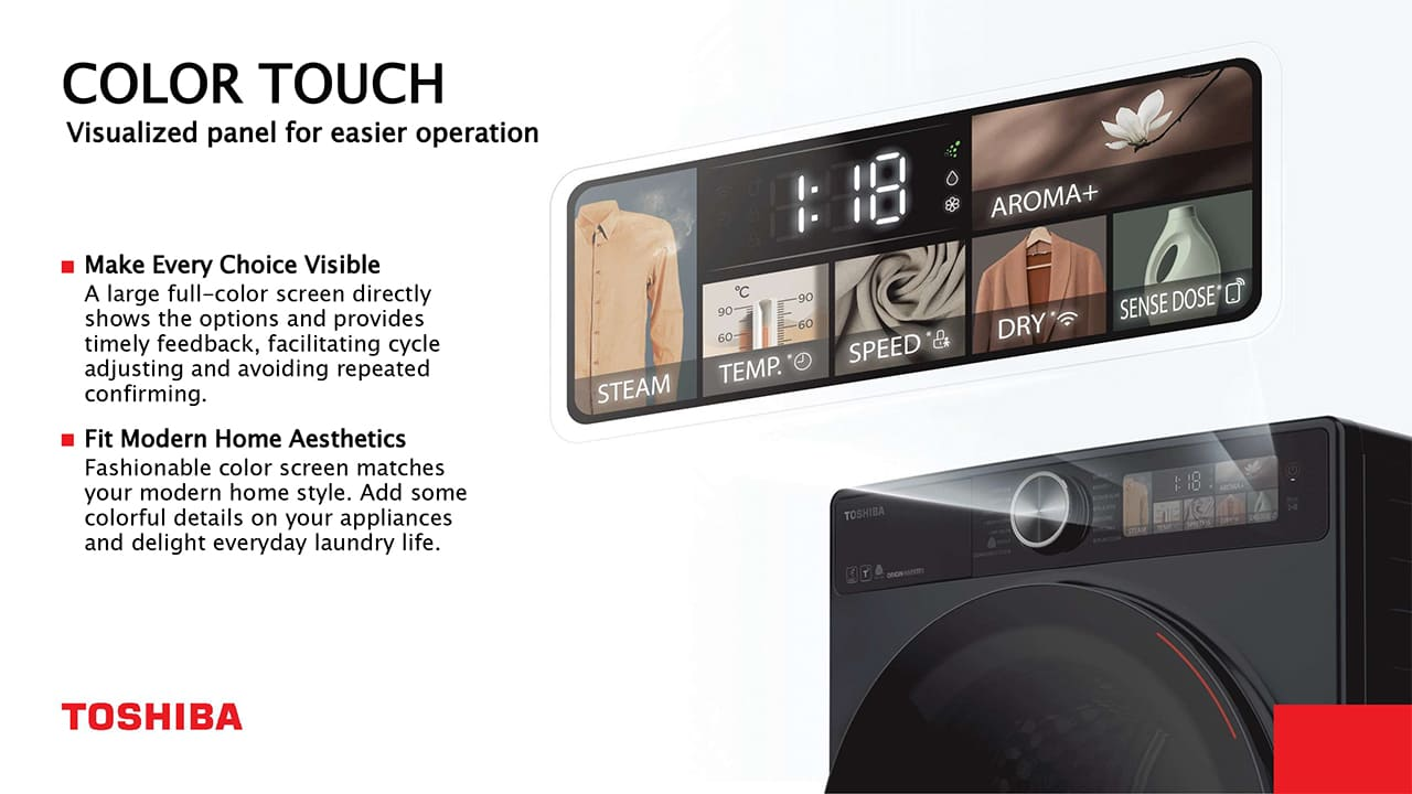 TOSHIBA TW-T25BZU105MWS(MG) FRONT LOAD WASHER (9.5KG) - Image 3