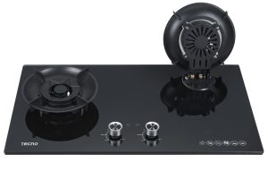 Tecno T 762FLIP-T | T762FLIP-T 2-Burner 76cm Tempered Glass Hob with Flip-Up Burners & Timer