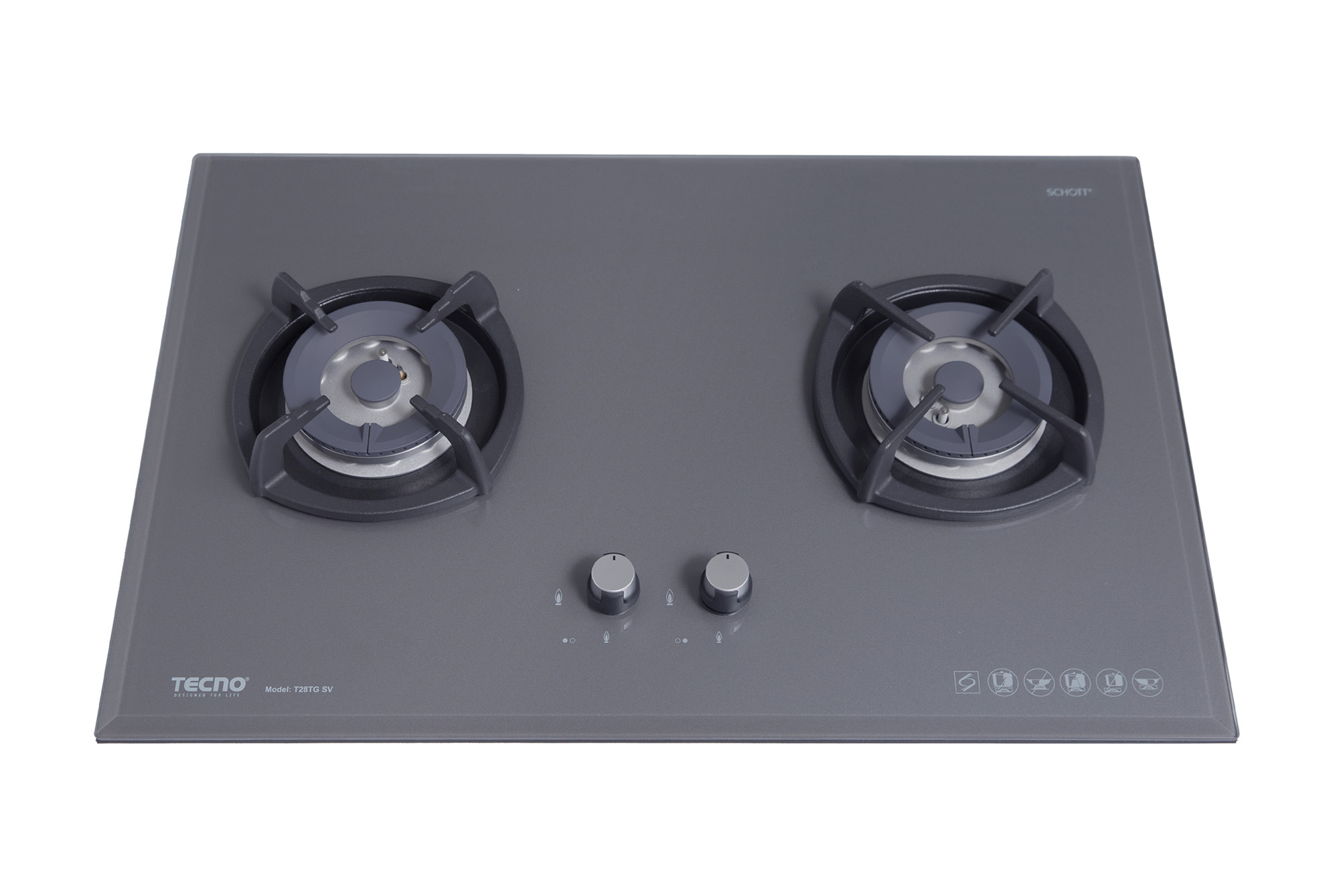 Tecno T28TGSV | T 28TGSV 2-Burner 75cm Glass Hob with Inferno Wok Burner Technology - Image 2