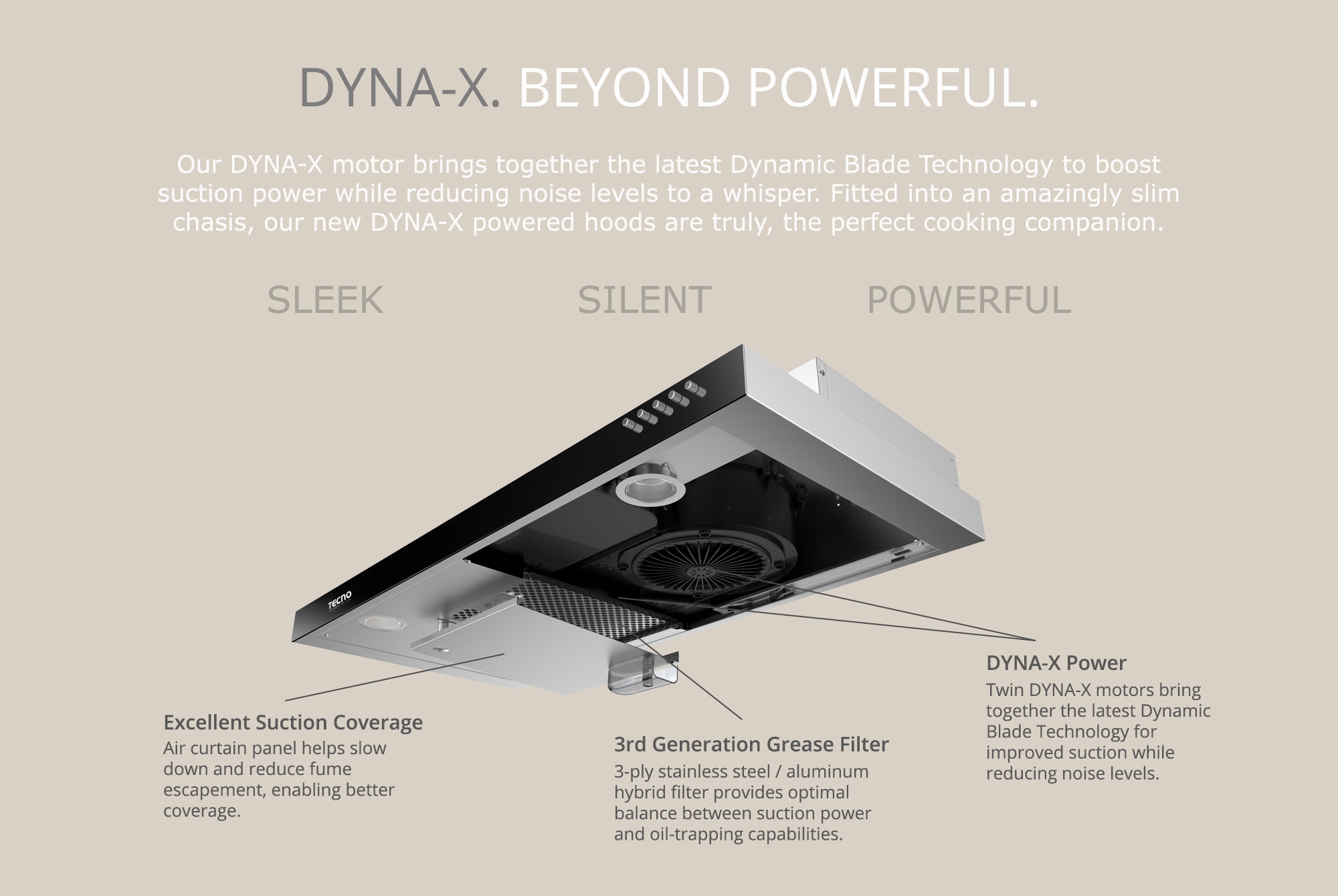 Tecno TCH 939TC BK || TCH 939TC SS Touch Control Slim Line Hood with DYNA-X Motor - Image 3