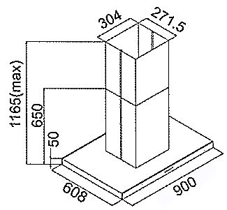 Tecno ISA 9238 BK Island Hood with Black Front Panel - Image 2
