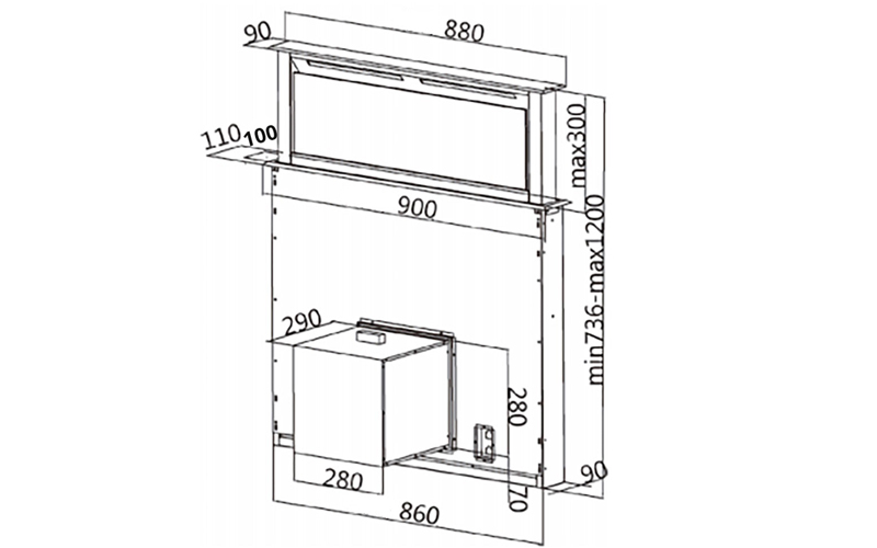 Tecno ISA 3890 Downdraft Cooker Hood - Image 2