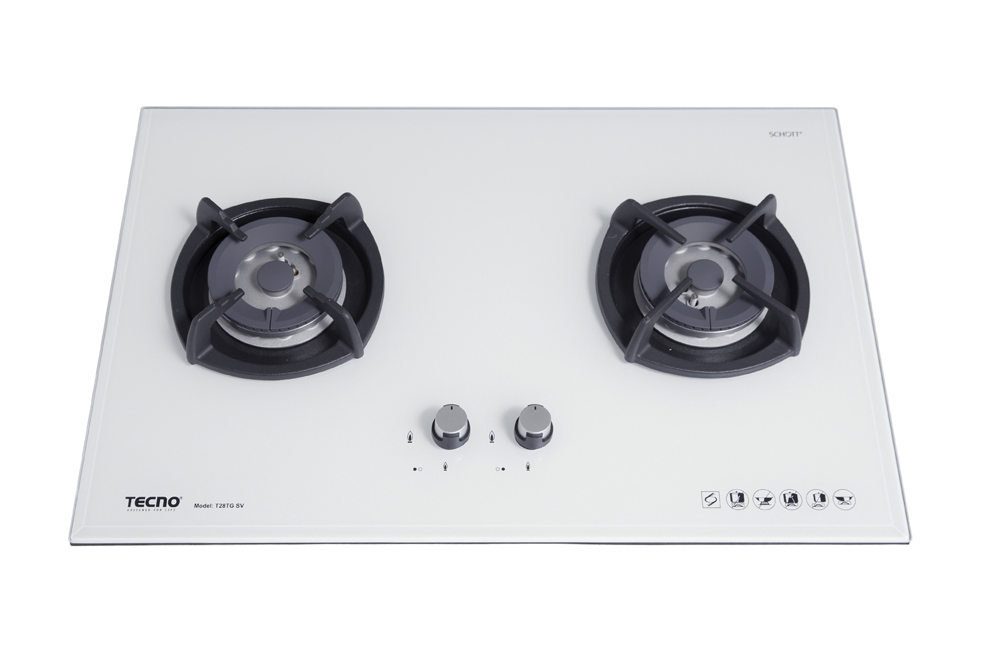 Tecno T28TGSV | T 28TGSV 2-Burner 75cm Glass Hob with Inferno Wok Burner Technology - Image 3