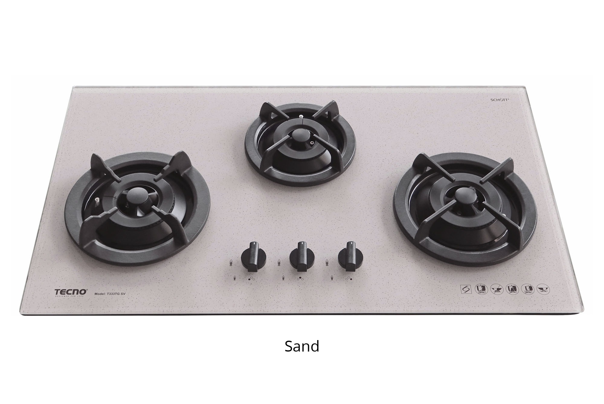 Tecno T333TGSV 3-Burner 86cm Tempered Glass Cooker Hob - Image 3