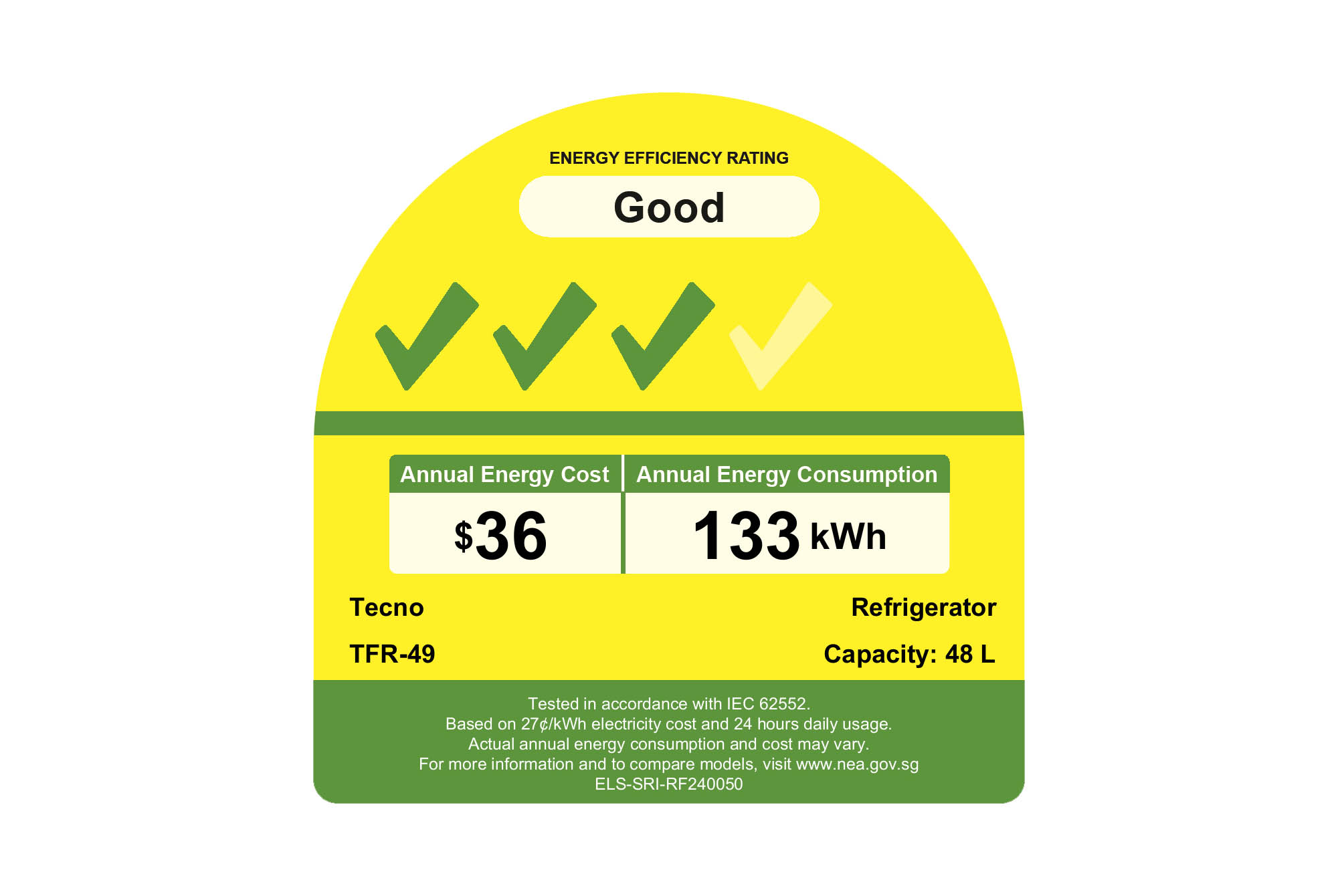 Tecno TFR-49 Mini Bar Fridge with Stainless Steel Look - Image 3