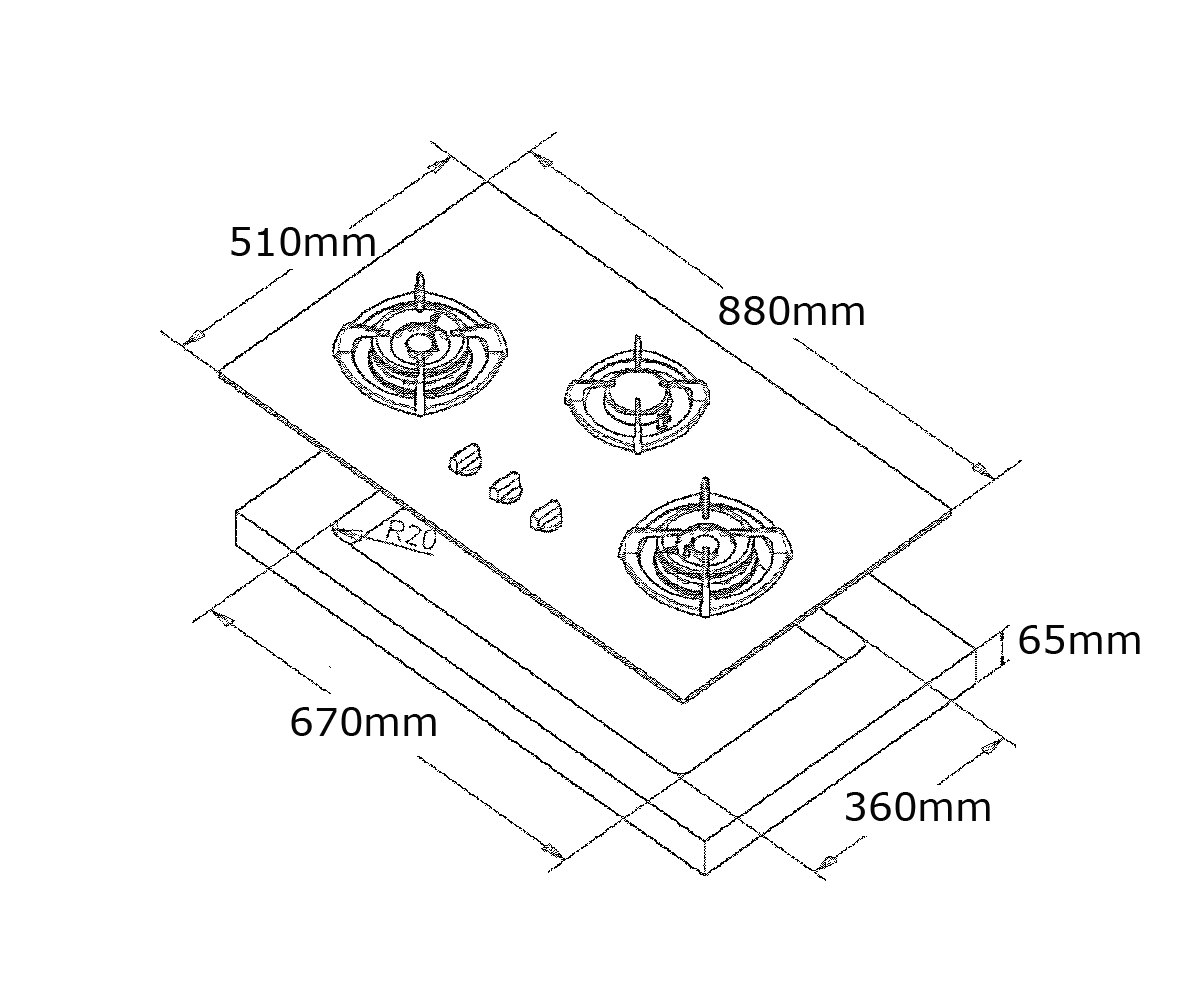 Tecno T2288TGSV | T 2288TGSV 2-Burner 88cm Glass Cooker Hob with Inferno Wok Burner Technology - Image 5
