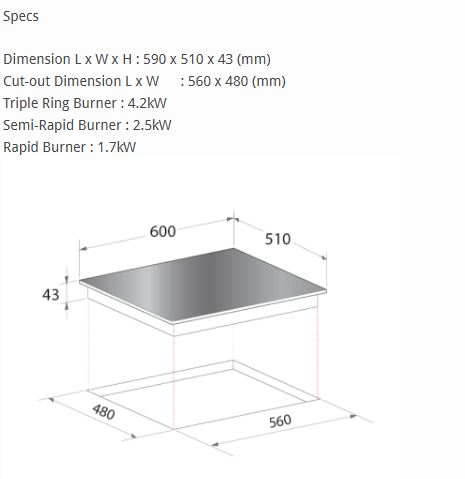 MAYER MMSS633 60CM 3 BURNER STAINLESS STEEL GAS HOB - Image 2