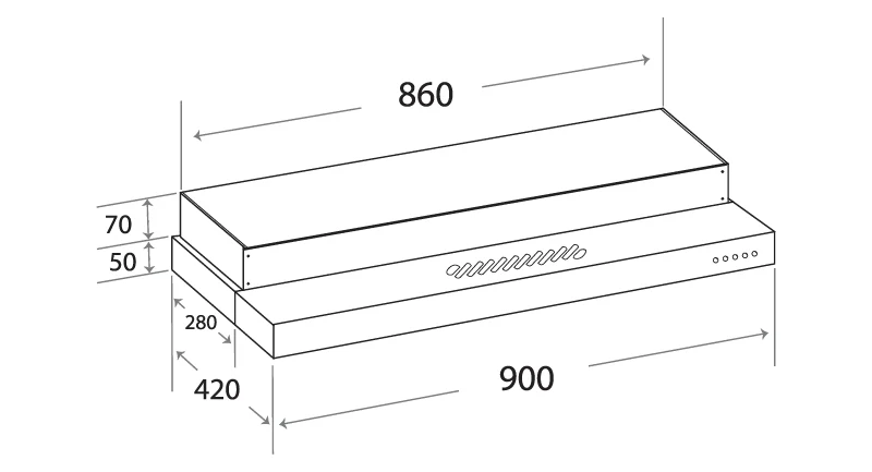 MAYER MMSI900LEDHS 90CM SEMI-INTEGRATED SLIMLINE HOOD - Image 3
