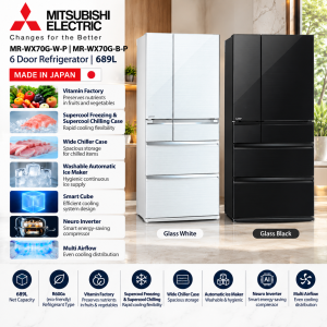 Mitsubishi MR-WX70G-W-P / BR-P 689L 6-Door Fridge