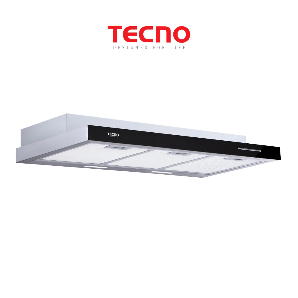Tecno TH 978TL SS Slim Line Cooker Hood with Black Acrylic Front Panel