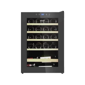 EuropAce EWC3203DGY [20 Bottles] Wine Chiller | 3 Layered Anti-UV Glass, Beechwood Shelves