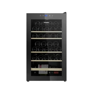 EuropAce EWC3481DGY [48 Bottles] Wine Chiller | 3 Layered Anti-UV Glass, Beechwood Shelves