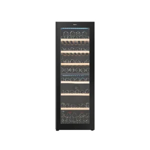 EuropAce EWC8981DBK [98 Bottles] Dual Zone Wine Chiller | 3 Layered Anti-UV Glass, Beechwood Shelves
