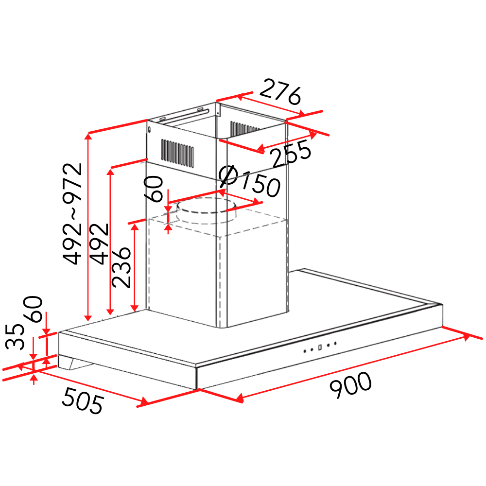 EF CK VISTA Cooker Hood 90CM - Image 6