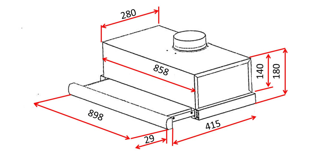 EF TF 5293/90L Cooker Hood 90CM - Image 2
