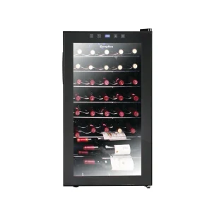 EuropAce EWC1331S [33 Bottles] Wine Chiller | 3 Layered Anti-UV Glass, Recessed Handle