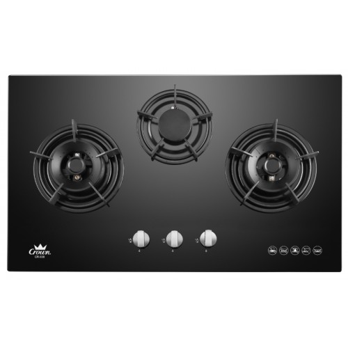 Crown CR-838 Tempered Glass 3 Burners Built-in Gas Stove