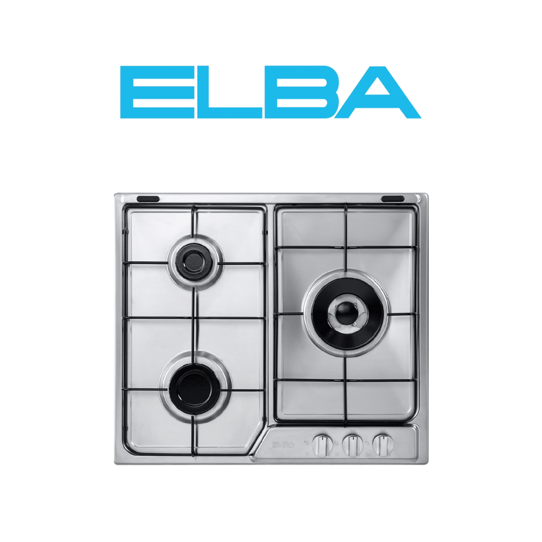 ELBA EHS635D1SB 58CM 3-BURNER GAS HOB