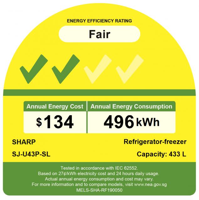 Sharp SJ-U43P-SL Top Freezer Refrigerator - (433L) - Image 3