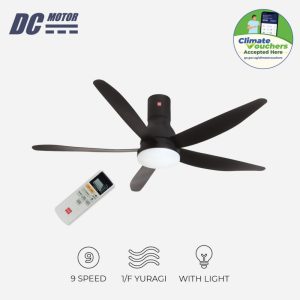 KDK U60FWS | U60FWL [60"Inch] 5-Blades Remote Control DC Ceiling Fan with LED Light