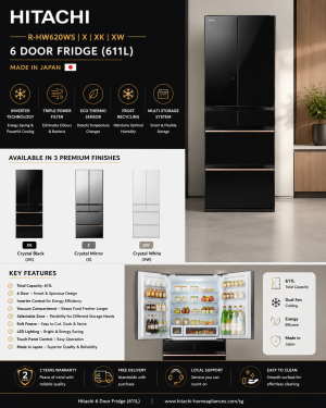 Hitachi R-HW620WS [617L] Made in Japan Multi Door Fridge - Vacuum Compartment