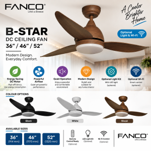 FANCO B-STAR 36" / 46" / 52" DC Ceiling Fan