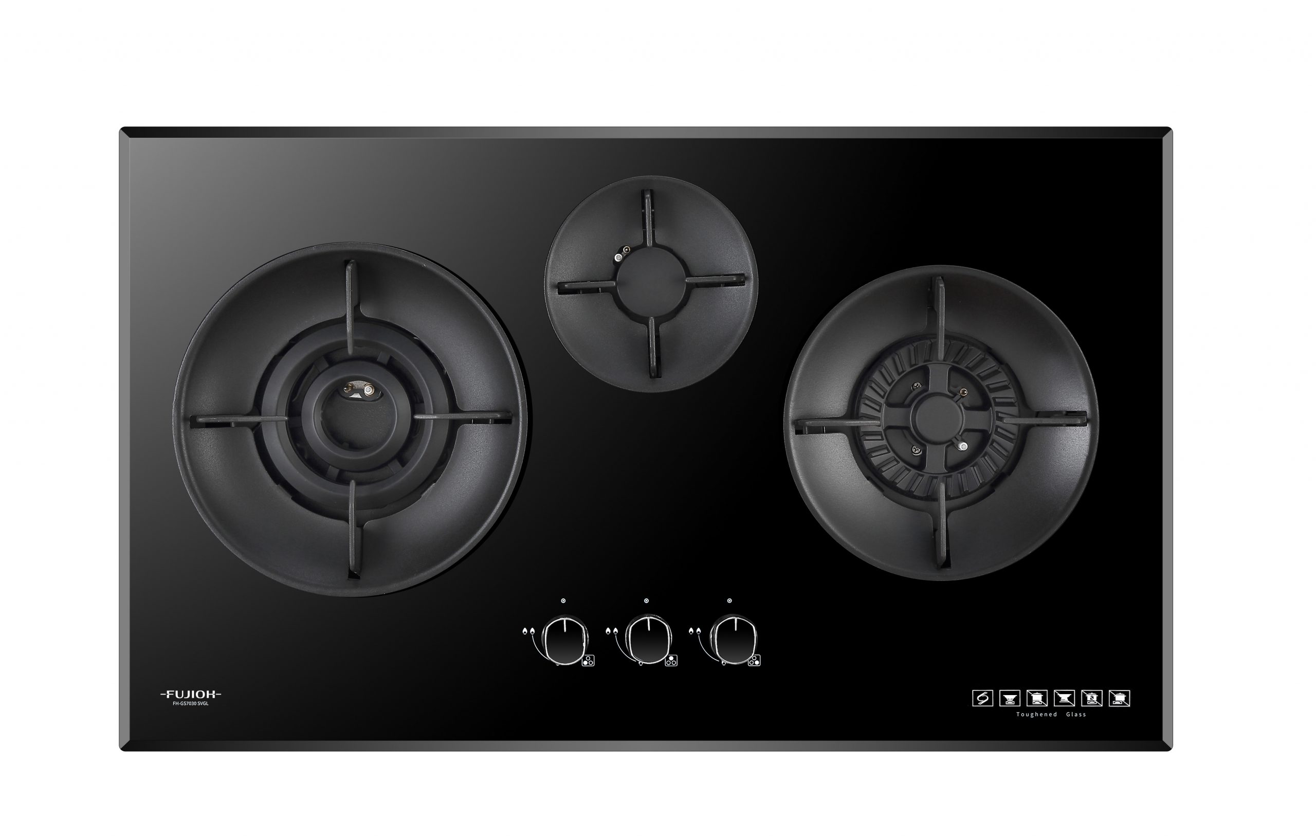 Fujioh FH-GS7030 SVGL | FH-GS7030 SVSS 3 Burners Gas Hob with 1 Double Inner Flame Burner