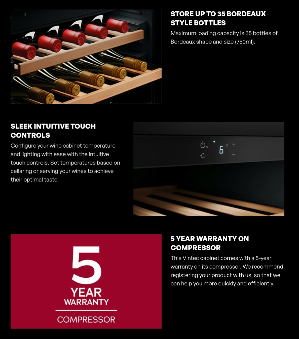 Vintec VWS830FAS-X 35 BOTTLES SINGLE-ZONE WINE CHILLER - Image 6