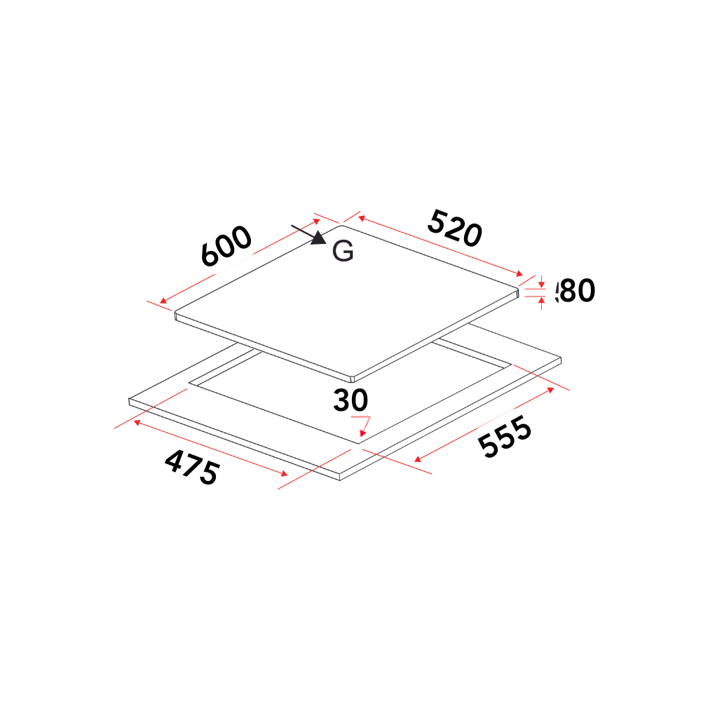 EF EFH 6530 WT VGB 60CM BUILT-IN GAS HOB 3 BURNERS - Image 3