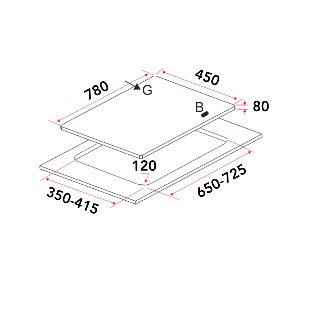 EF EFH 7636 WT VGB 3 BURNER BLACK TEMPERED GLASS GAS HOB - Image 3