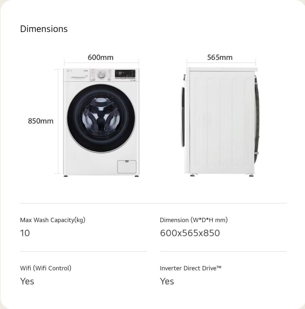 LG FV1410S3WA|10kg, AI Direct Drive Front Load Washing Machine(4 Ticks) - Image 7