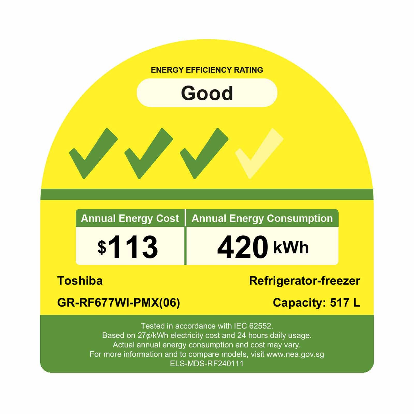 TOSHIBA GR-RF677WI-PMX(06) MULTI DOOR FRIDGE / REFRIGERATOR (517L) - Image 6