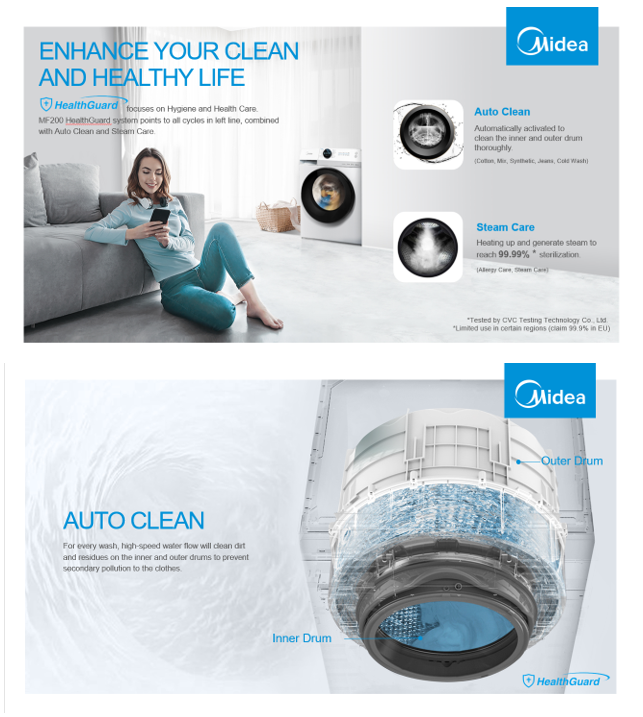 MIDEA MF200W95WB FRONT LOAD WASHER (9.5KG) - Image 2