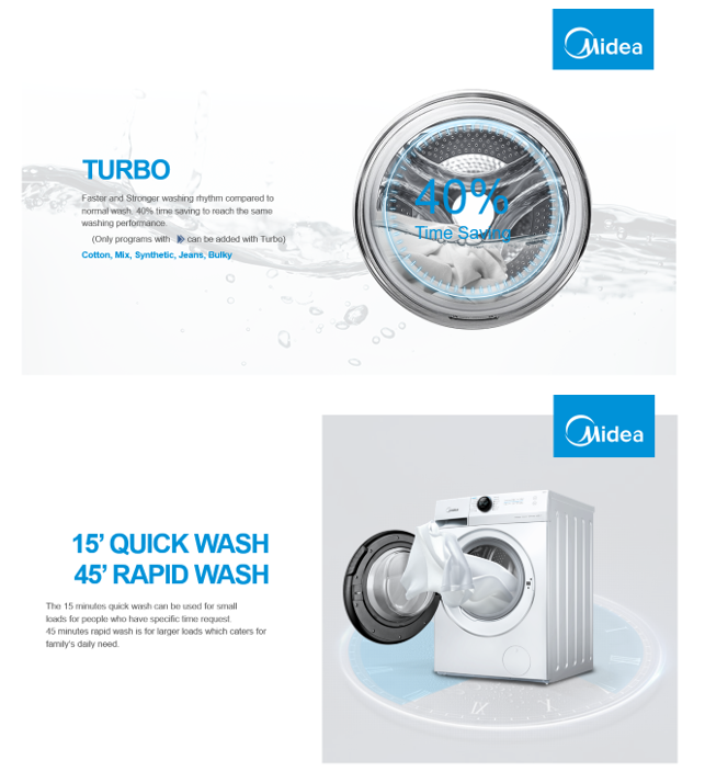MIDEA MF200W95WB FRONT LOAD WASHER (9.5KG) - Image 4