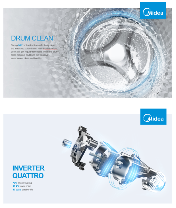 MIDEA MF200W95WB FRONT LOAD WASHER (9.5KG) - Image 5