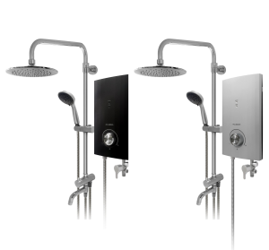 FUJIOH FZ-WH5033DR WHITE/BLACK INSTANT HEATER WITH RAINSHOWER SET AND DC BOOSTER PUMP