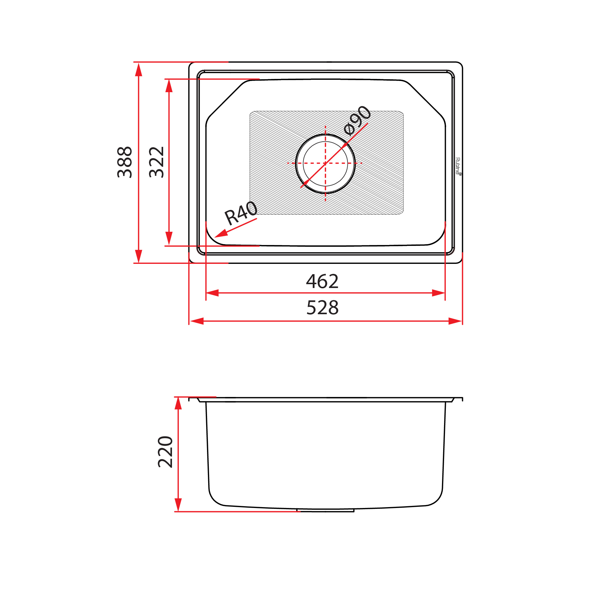 RUBINE ZEX 810-53 18/8 Stainless Steel Sink - Image 2