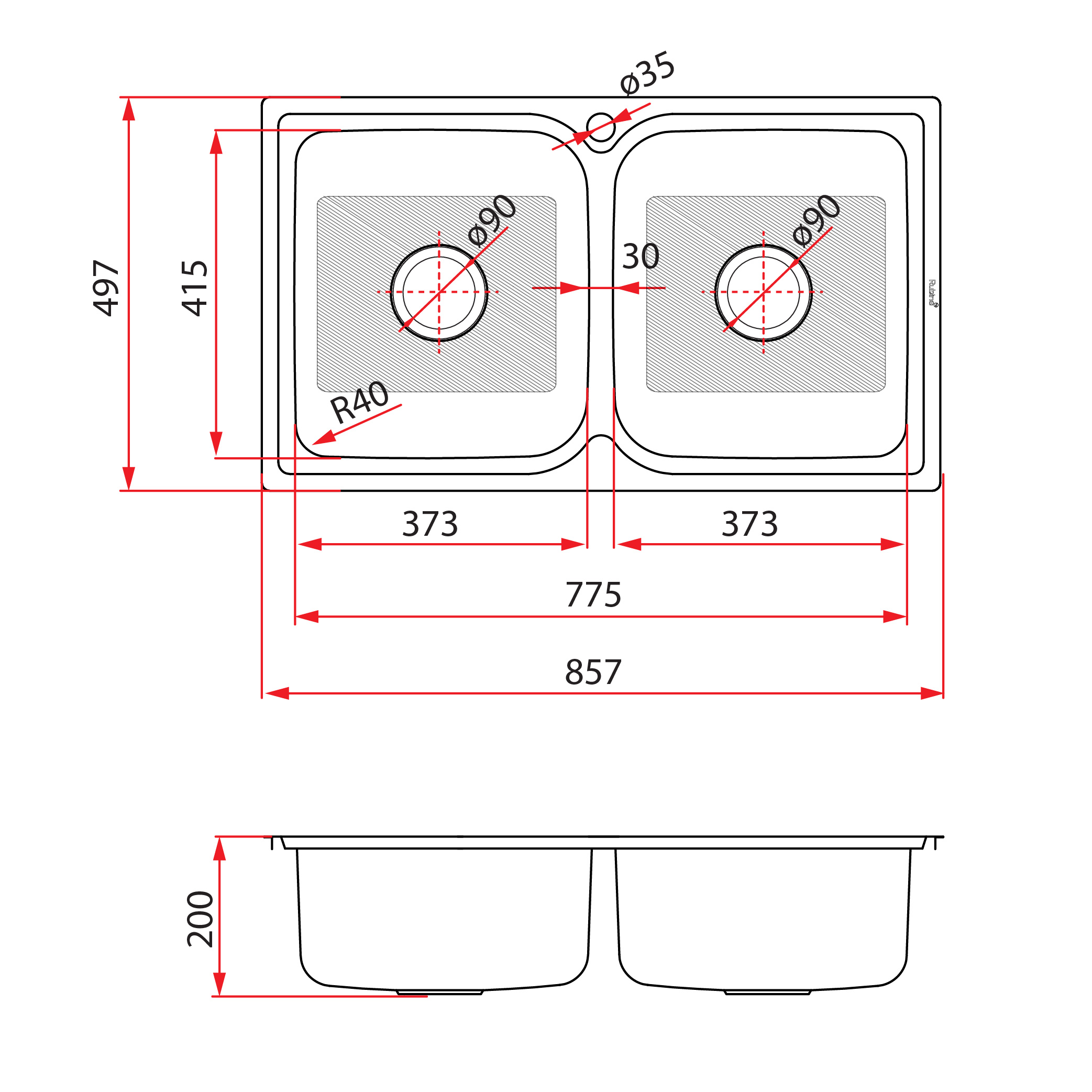 Rubine ZEX 820 – Double Bowl Stainless Steel Kitchen Sink - Image 2