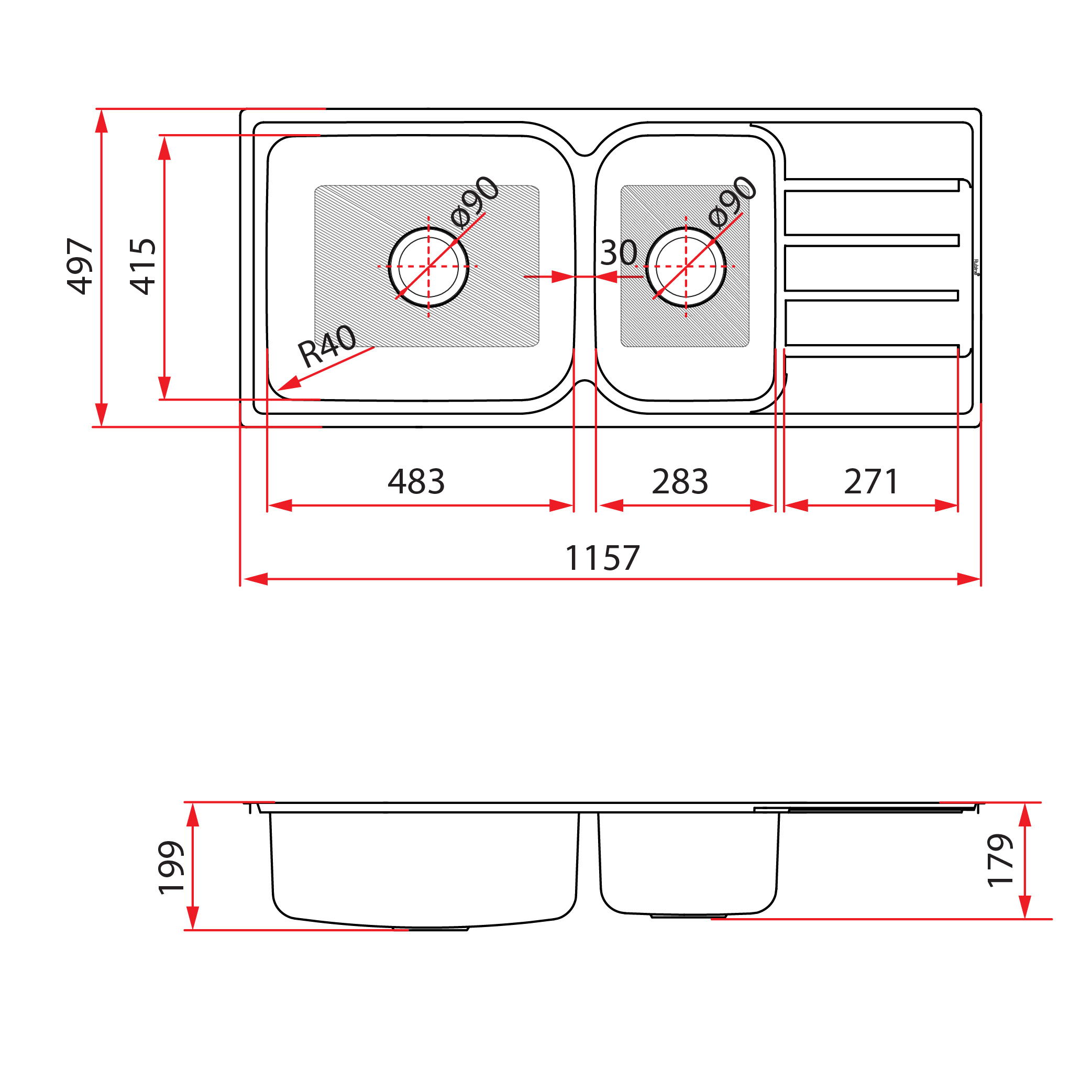 RUBINE ZEX 861 STAINLESS STEEL SINK - Image 2