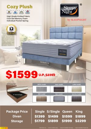 Sleepy Night Cozy Plush Individual Pocketed Spring Mattress