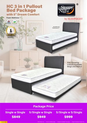 Sleepy Night HC 3-in-1 Pullout Bed Dream Comfort Rebond Foam Mattress Package