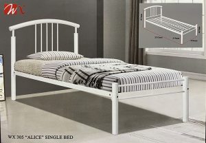 WX 305 Alice Single Bed | White Metal Frame