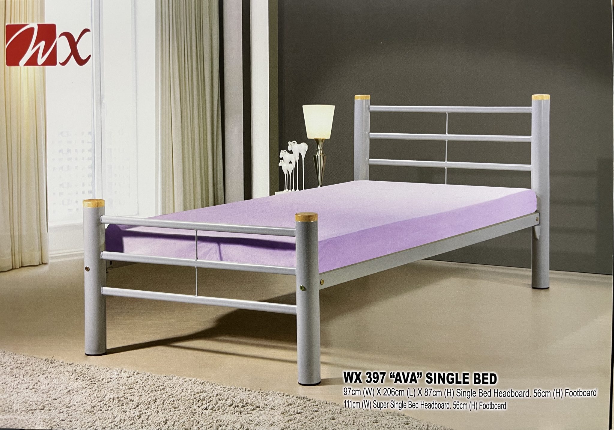 WX 397 AVA Single / Super Single Metal Bed Frame