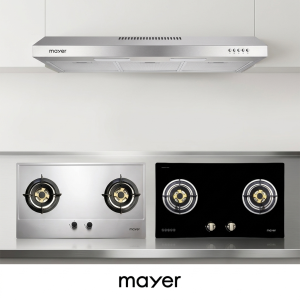 [Bundle Offer] Mayer MMGH772HI 78cm 2 Burner Glass Gas Hob + MMSS772HI 75cm 2 Burner Stainless Steel Gas Hob + MMSL901SM Slimline Hood [90cm]