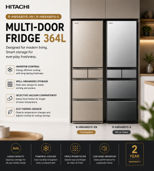 Hitachi R-HWS480YS-X / R-HWS480YS-XN Multi-Door Refrigerator (364L)
