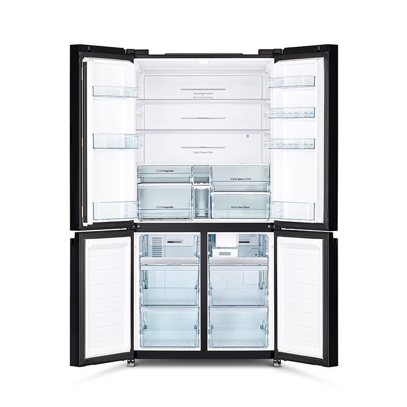 Hitachi R-WB640PMS1-5 GCK French Bottom Freezer Refrigerator (569L) – Glass Clear Black - Image 2