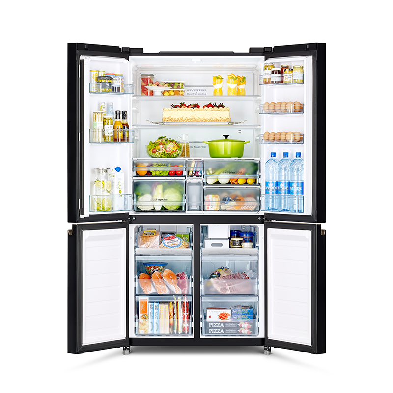 Hitachi R-WB640PMS1-5 GCK 569L French Bottom Freezer Refrigerator Glass Clear Black