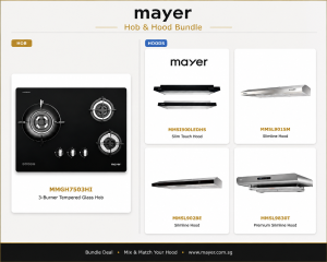Mayer Gas Hob and Cooker Hood Bundle Deals MMGH7503HI with MMSI900LEDHS, MMSL901SM, MMSL902BE and MMSL983OT